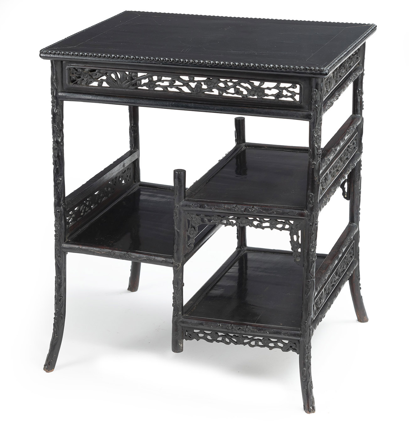 <b>A FOUR-TIERED OPENWORK APRON DISPLAY TABLE RACK</b>