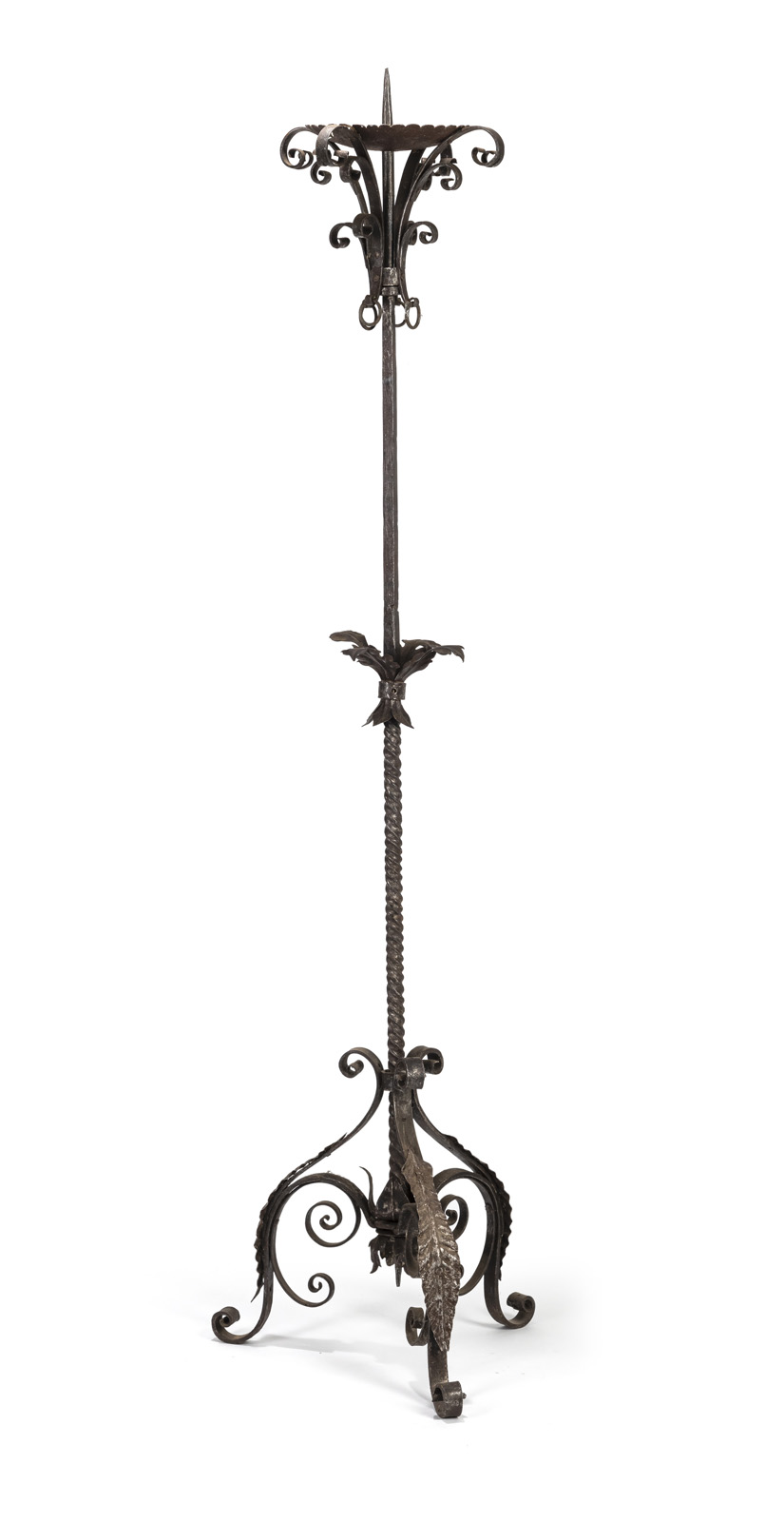 <b>A LARGE WROUGHT IRON CANDLESTICK</b>