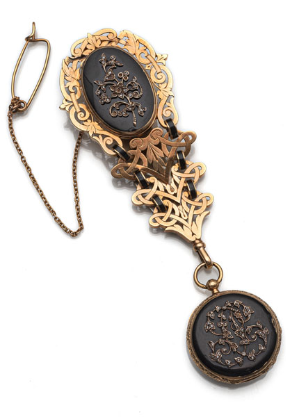<b>A NAPOLEON III CHATELAINE WITH SMALL POCKET WATCH</b>