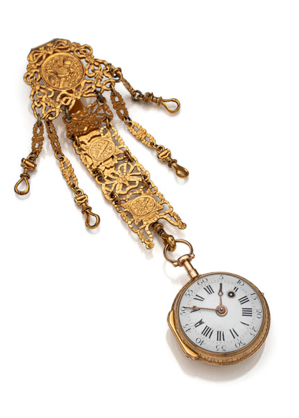 <b>A LOUIS XVI STYLE CHATELAINE AND POCKET WATCH</b>