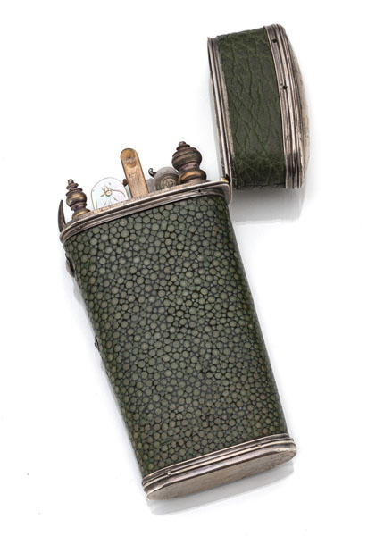 <b>A QUIVER SHAPED METALPLATED AND GALUCHAT NECESSAIRE</b>