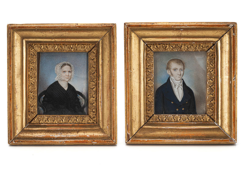 <b>A PAIR OF PORTRAIT MINIATURES OF A YOUNG COUPLE</b>