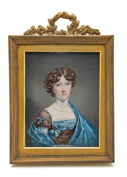 <b>Bildnis einer jungen Dame mit blauer Seidenstola</b>