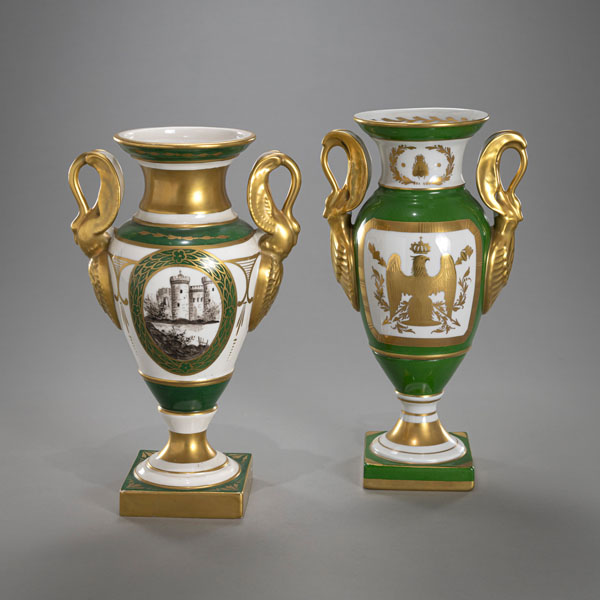 <b>TWO FRENCH EMPIRE STYLE PORCELAIN VASES</b>