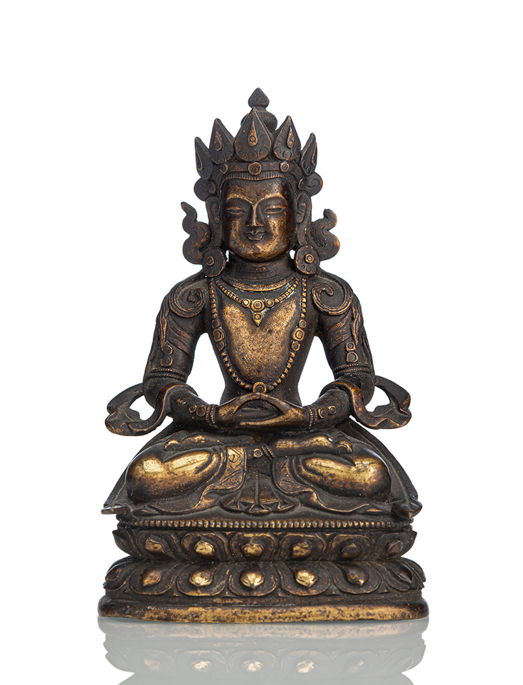 <b>Feuervergoldete Bronze des Amitayus auf einem Lotus</b>