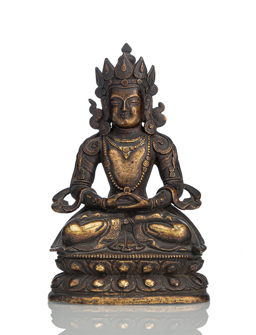 <b>A GILT-BRONZE FIGURE OF SEATED AMITAYUS</b>