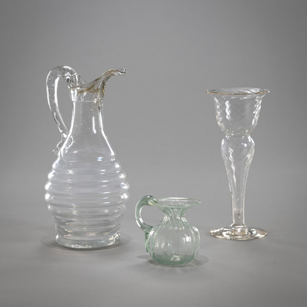 <b>TWO SMALL JARS AND A GLASS VASE</b>