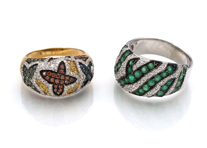 <b>TWO DIAMOND AND STONE RINGS</b>