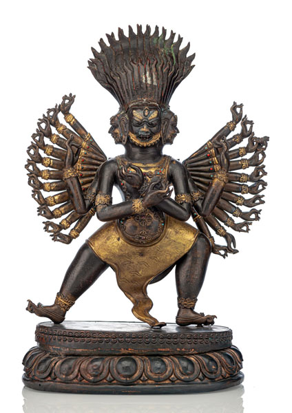 <b>AN EMBOSSED PARCEL-GILT COPPER TANTRIC DIVINITY</b>