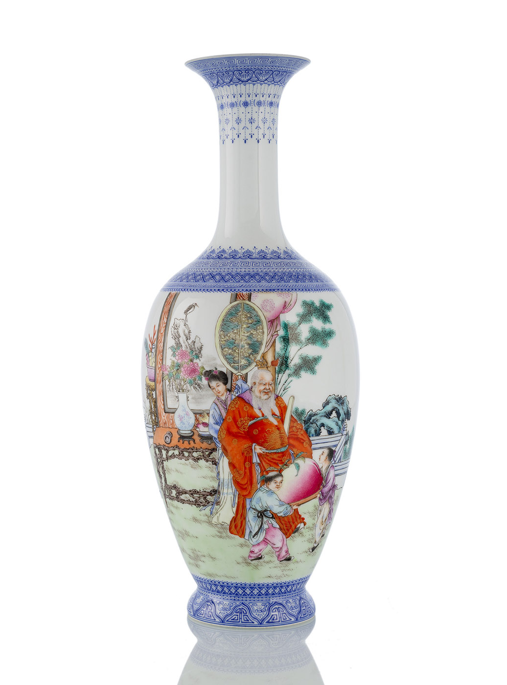 <b>A FINE 'FAMILLE ROSE' SHOULAO AND MAGU INSCRIBED EGGSHELL PORCELAIN VASE</b>