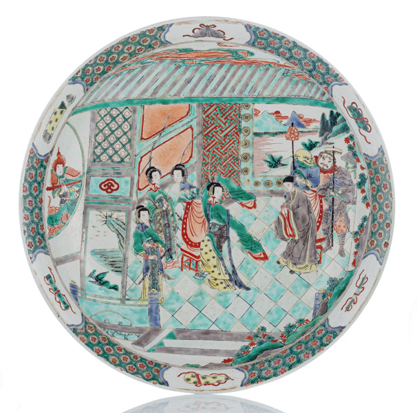 <b>A 'FAMILLE VERTE' LITERARY SCENE PORCELAIN CHARGER</b>