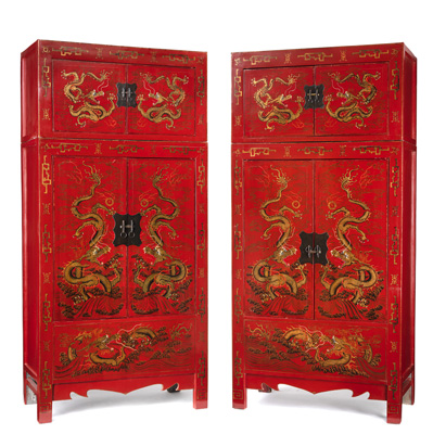 <b>A PAIR OF LARGE COMPOUND CABINETS</b>