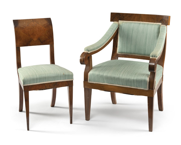 <b>A BIEDERMEIER FAUTEUIL AND A CHAIR</b> <b>A BIEDERMEIER FAUTEUIL AND A CHAIR</b>