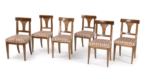 <b>A SERIES OF 6 GERMAN BIEDERMEIER CHAIRS</b> <b>A SERIES OF 6 GERMAN BIEDERMEIER CHAIRS</b>