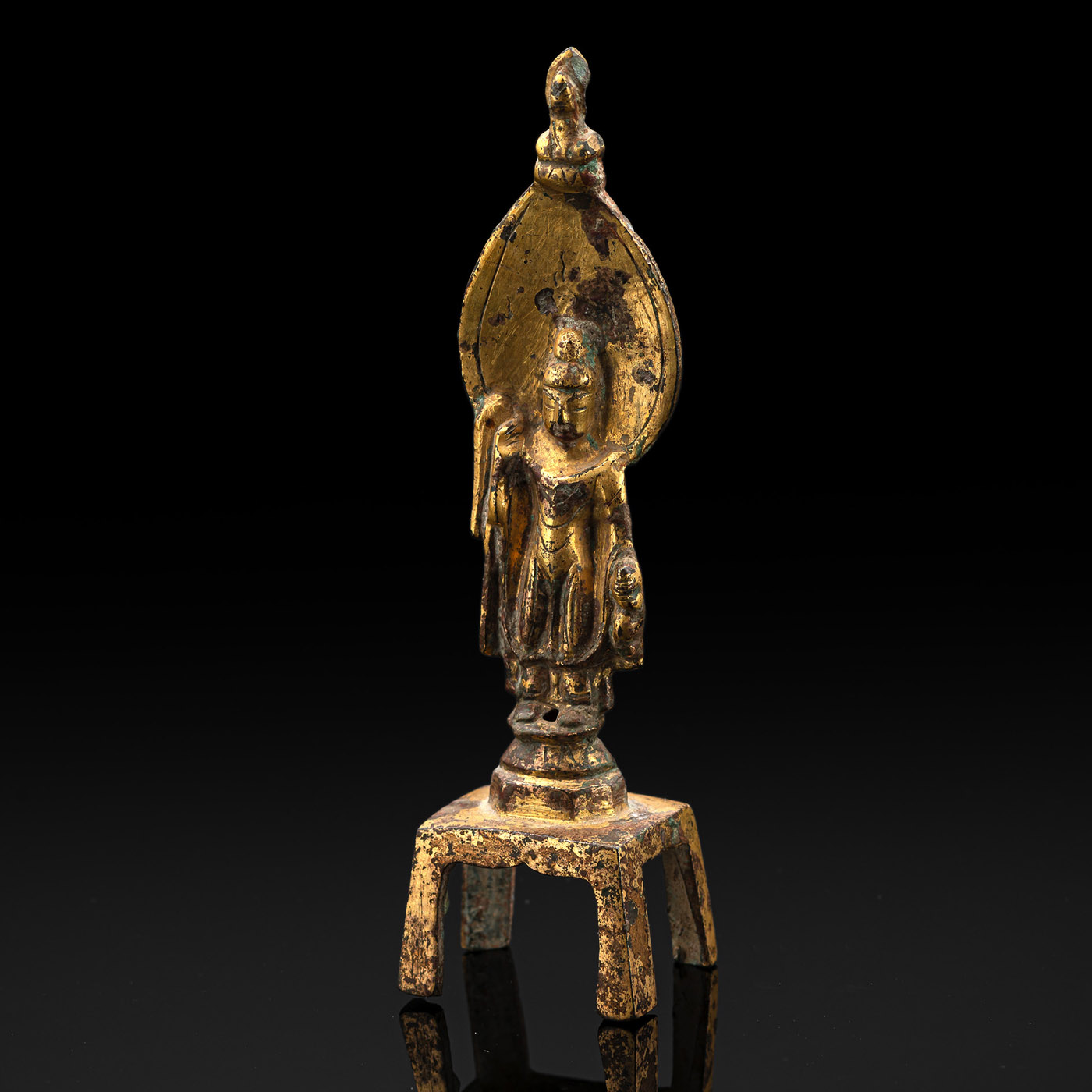 <b>Feuervergoldete  Bronze des stehenden Avalokiteshvara</b>
