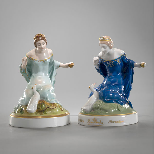 <b>THE GOLDEN GOOSE - TWO PORCELAIN FIGURES</b>