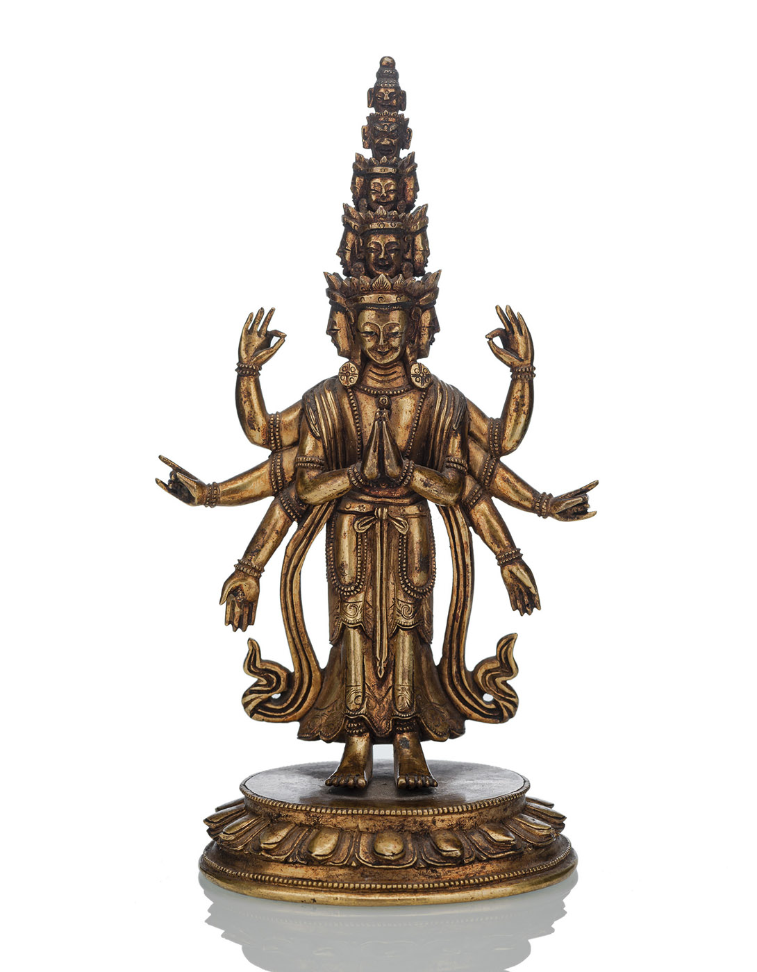 <b>Feuervergoldete Bronze des Ekadashalokeshvara</b>