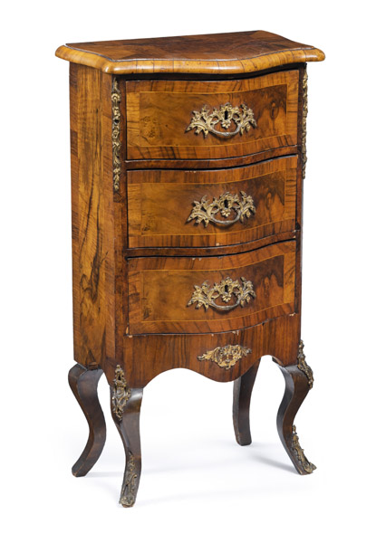 <b>A SMALL WALNUT COMMODE IN THE STYLE OF DRESDEN BAROQUE</b>