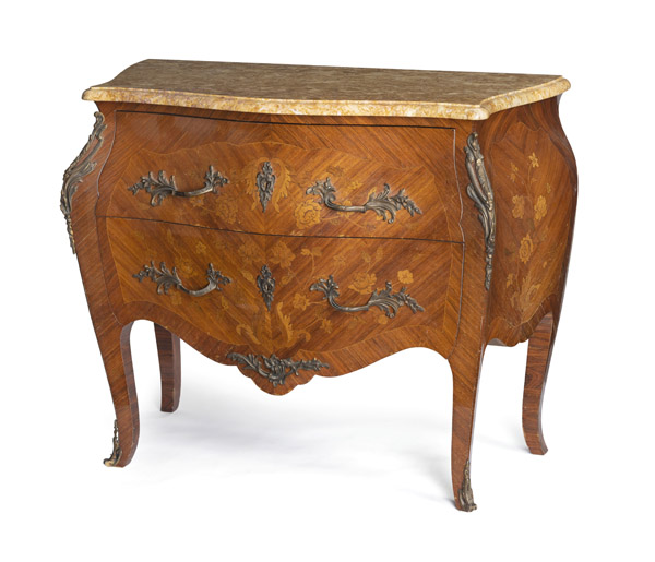 <b>A FRENCH LOUIS XV STYLE BRONZE MOUNTED KINGWOOD AND OTHERS COMMODE</b>