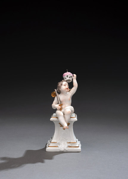 <b>A MEISSEN PUTTO WITH ELECTOR'S HAT AND KPC MONOGRAM</b>