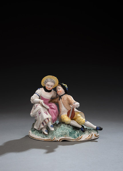 <b>A FRANKENTHAL PORCELAIN GROUP OF A COUPLE WITH LUTE AND SCORE</b>