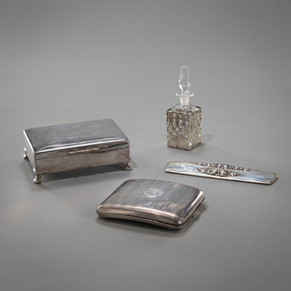 <b>TWO CIGARETTE CASES; A PERFUME FLACON AND A COMB</b>