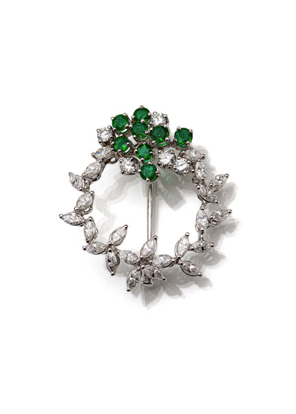 <b>Smaragd-Diamant-Brosche</b>