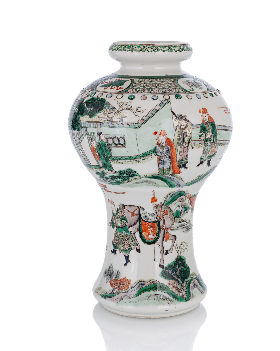 <b>A 'MEIPING'-SHAPED 'FAMILLE VERTE' FIGURAL PORCELAIN VASE</b>