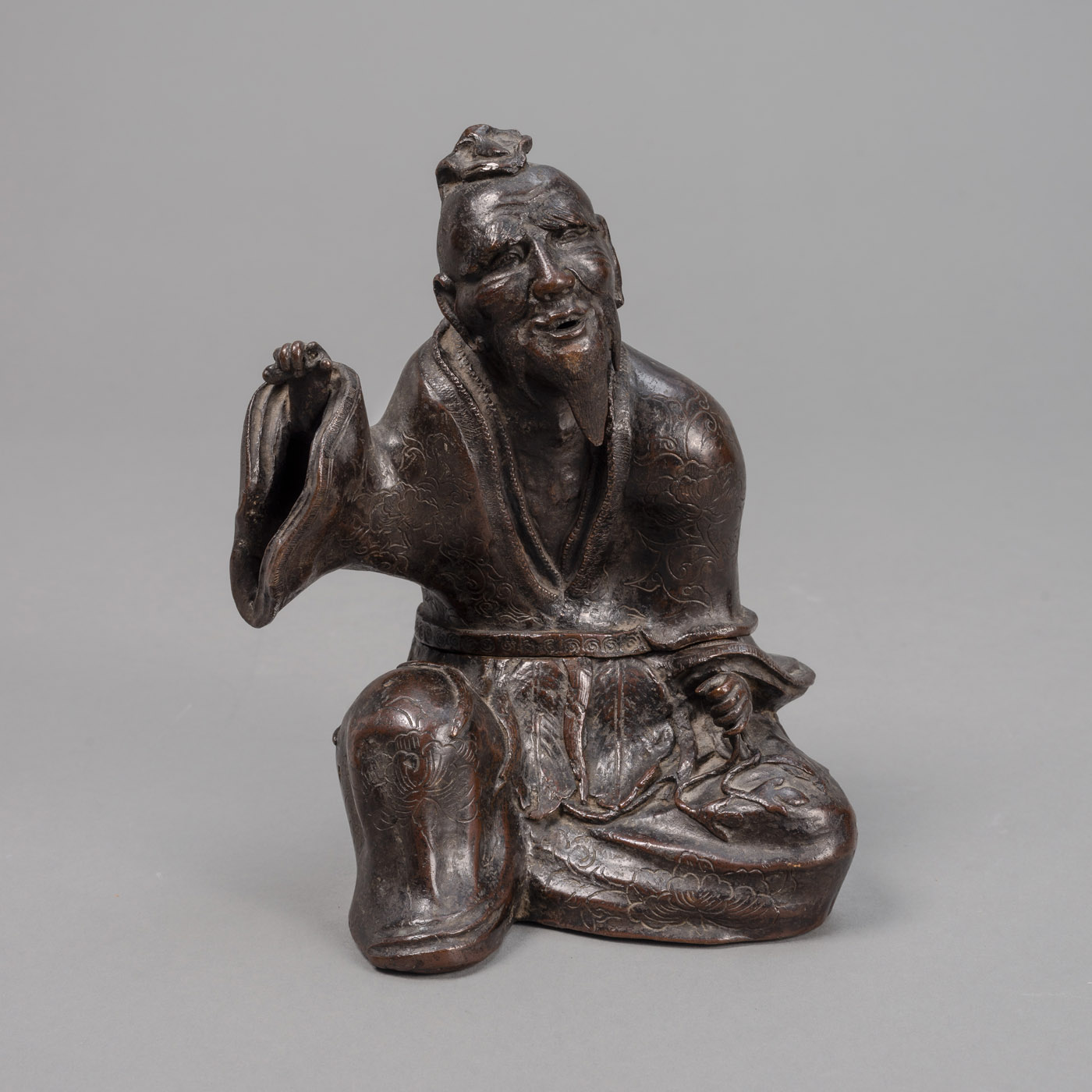 <b>A TWO-PART FIGURAL BRONZE CENSER</b>