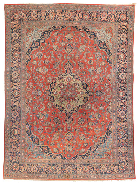 <b>A decorative Kashan carpet with light green medallion</b>