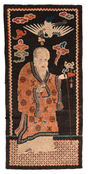 <b>A Paotou Rug depicting Shoulao</b>