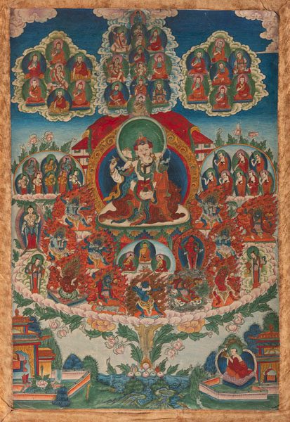 <b>A THANGKA OF PADMASANBHAVA IN YAB-YUM</b>