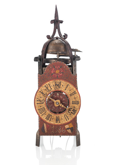 <b>A GOTHIC STYLE ONE HAND LANTERN CLOCK</b>