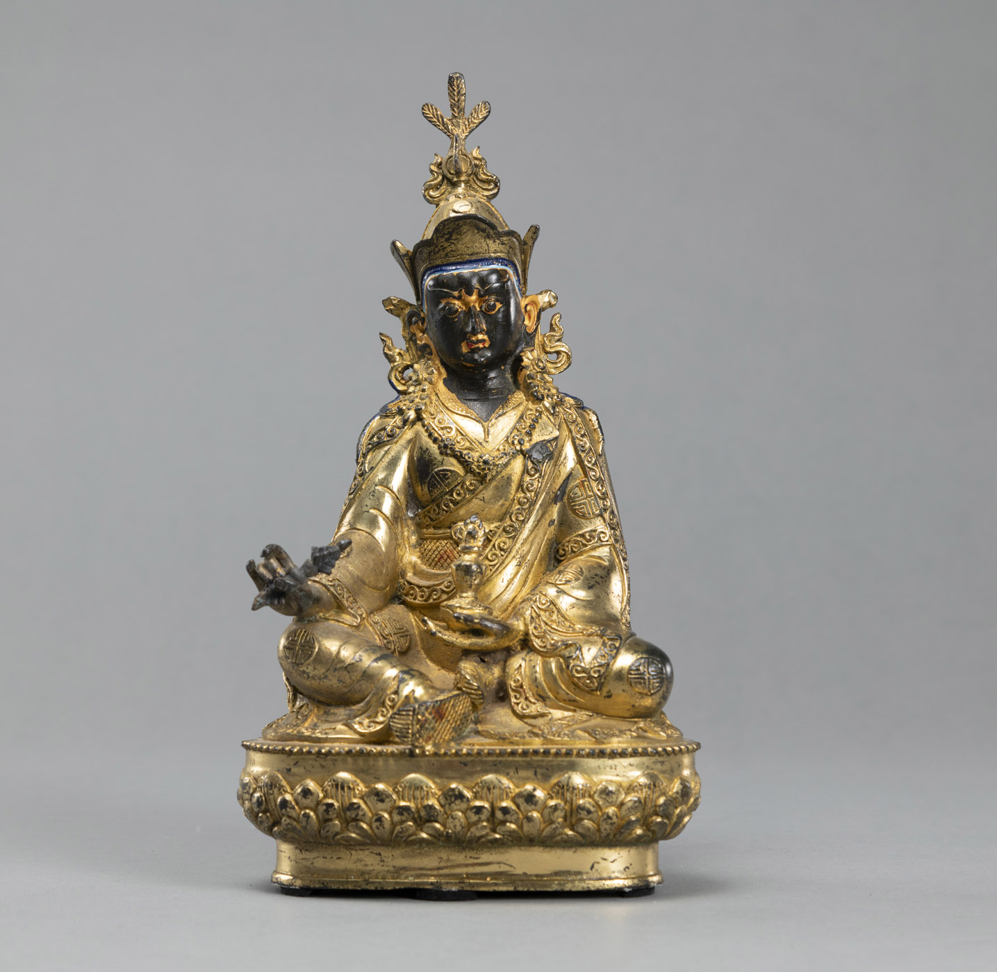 <b>Teilvergoldete Bronze des Padmasambhava</b>