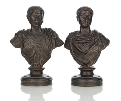 <b>TWO BRONZE BUSTS OF OCTAVIAN AND VESPASIAN</b>