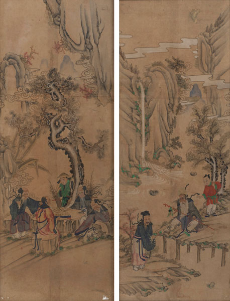 <b>TWO INK AND COLOUR PAINTINGS ON PAPER OF IMMORTALS BY AN ANONYMOUS PAINTER</b>