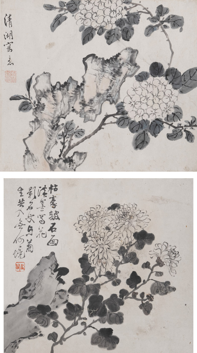 <b>A GROUP OF ALBUM LEAVES AND PRINTS WITH FLORAL MOTIFS  ON PAPER</b>