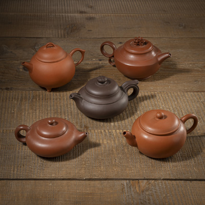 <b>FIVE YIXING TEA POTS</b>