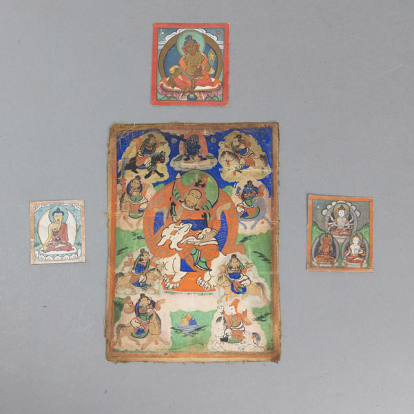 <b>Vier Miniaturmalereien 'Tsagli' mit Darstellungen des Buddha u. a.</b>