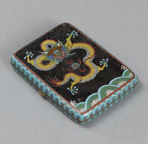 <b>A CLOISONNÉ CIGARETTE CASE WITH DRAGON DECORATION</b>