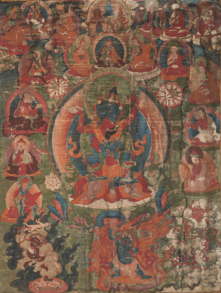 <b>A THANGKA WITH VAJRADHARA IN YAB-YUM</b>