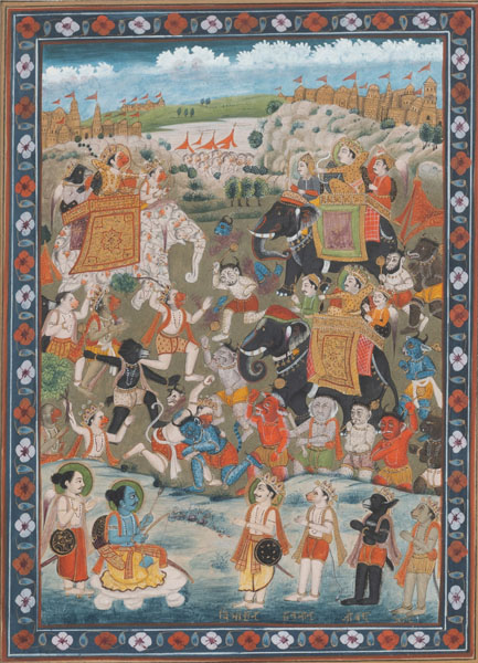 <b>A POLYCHROME PAINTED MINIATURE PAINTING FROM THE RAMAYANA</b>