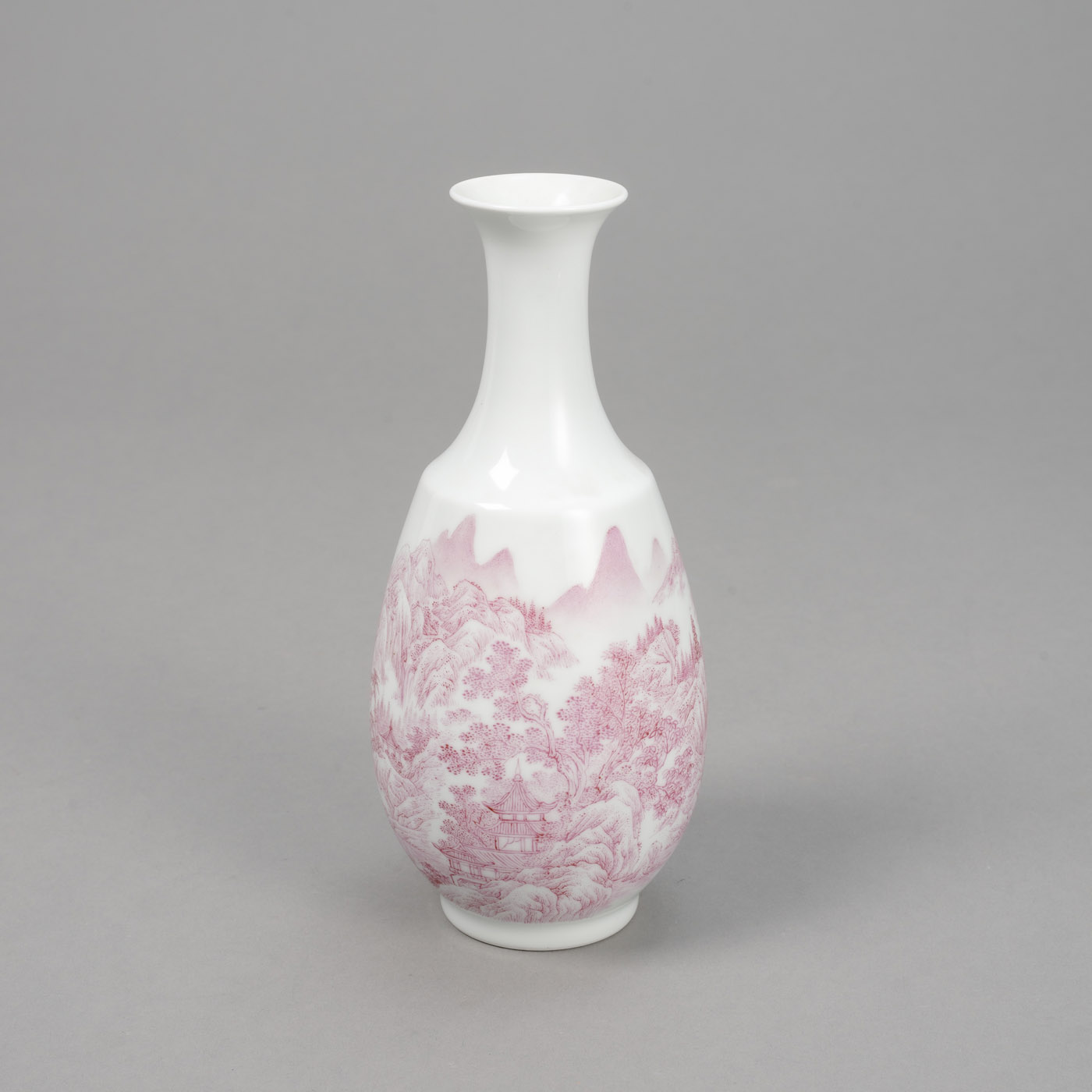 <b>A SMALL PUCE-GLAZED LANDSCAPE PORCELAIN VASE</b>