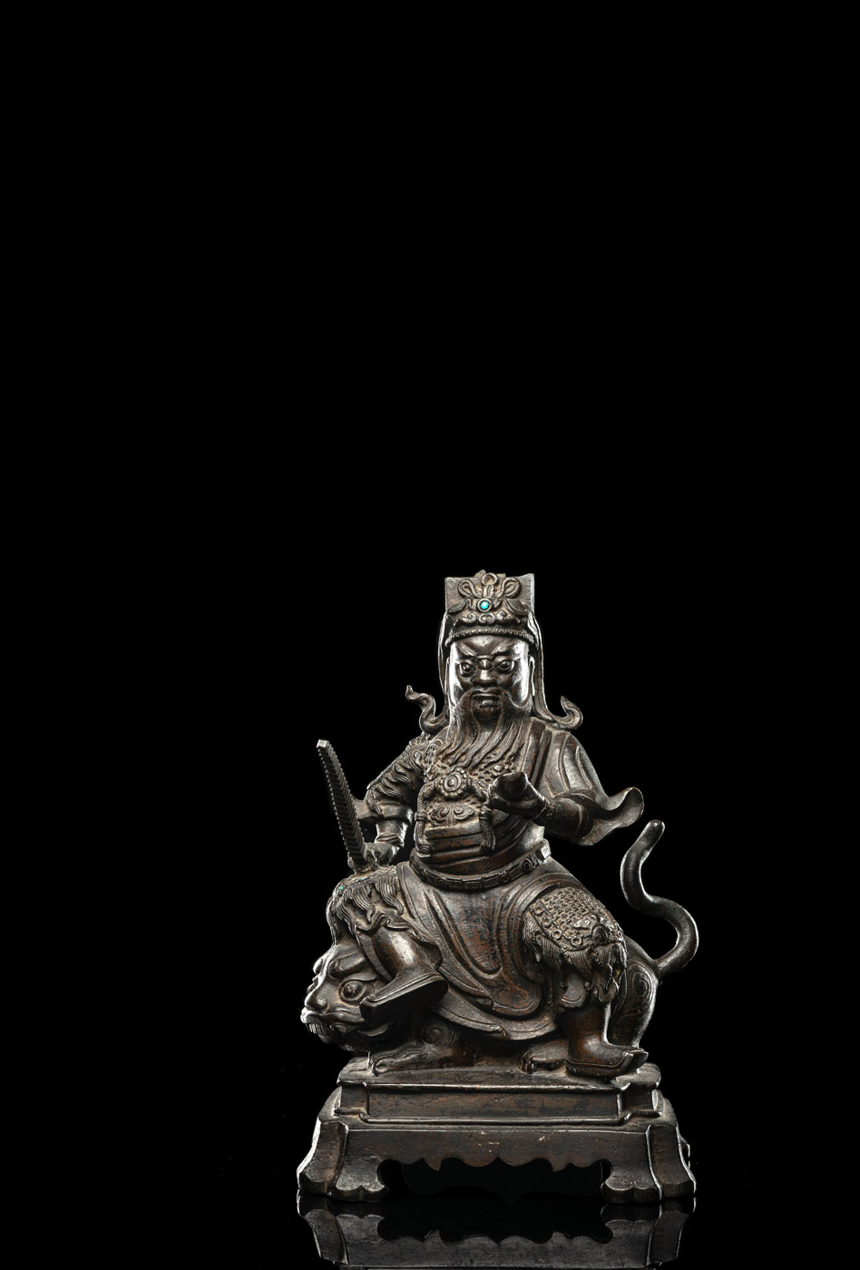 <b>Bronzefigur des Zhao Gongming, der Kampfgott des Reichtums</b>