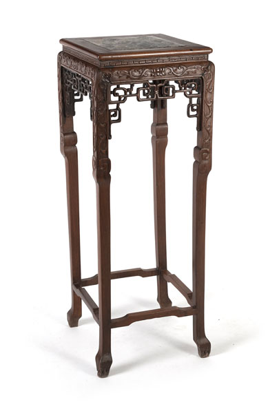 <b>A TALL STONE-INLAID VASE STAND</b>