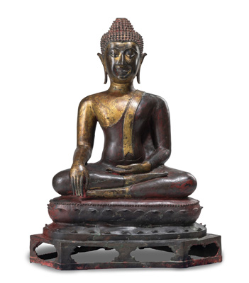 <b>Lackvergoldete Bronze des Buddha Shakyamuni</b>
