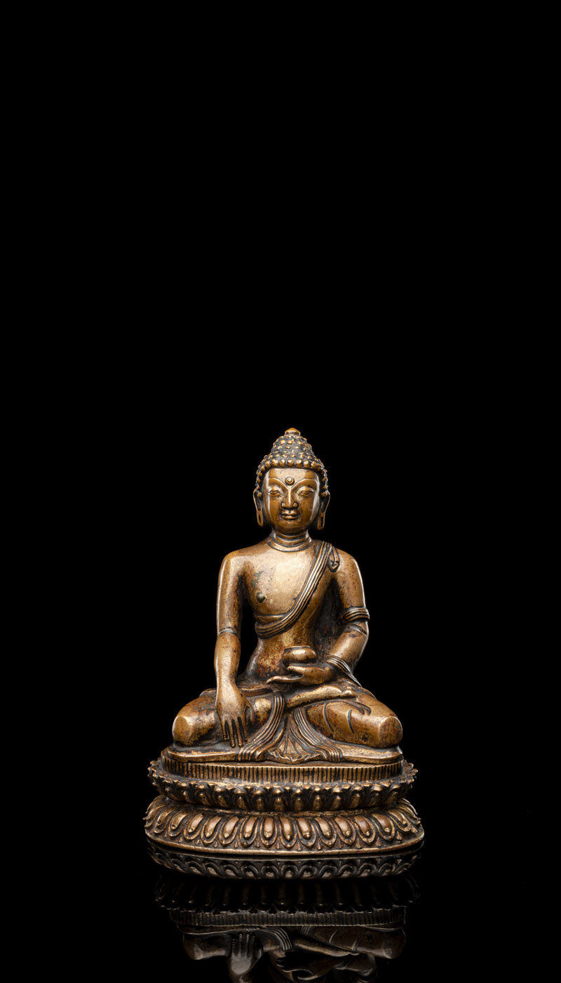 <b>Bronze des Buddha aus Kupfer mit Resten von Feuervergoldung</b>