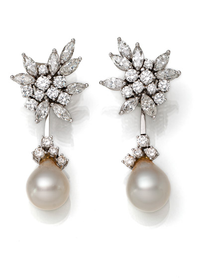 <b>Paar feine Brillant - Perlen Ohrhänger</b>