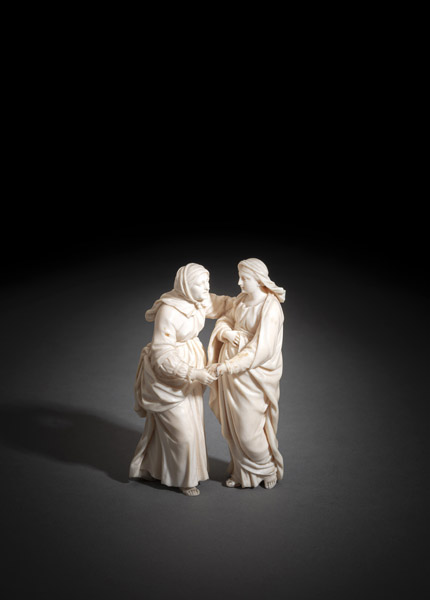 <b>A SOUTH GERMAN CARVED IVORY GROUP OF VISITATION</b>