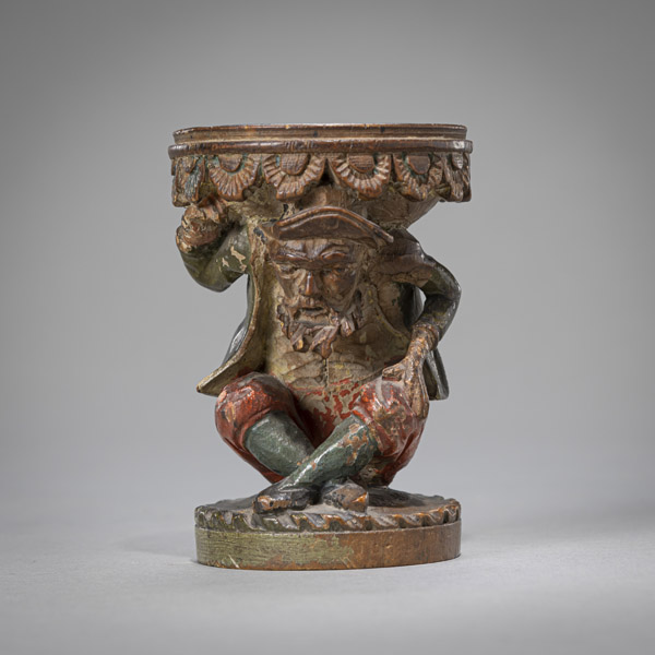<b>A CARVED WOOD MODEL OF A BASIN WITH ATLANT</b>